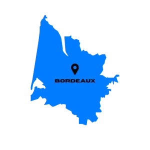 Carte de la Gironde (33) montrant la zone d'intervention de Rapido Débarras Bordeaux.